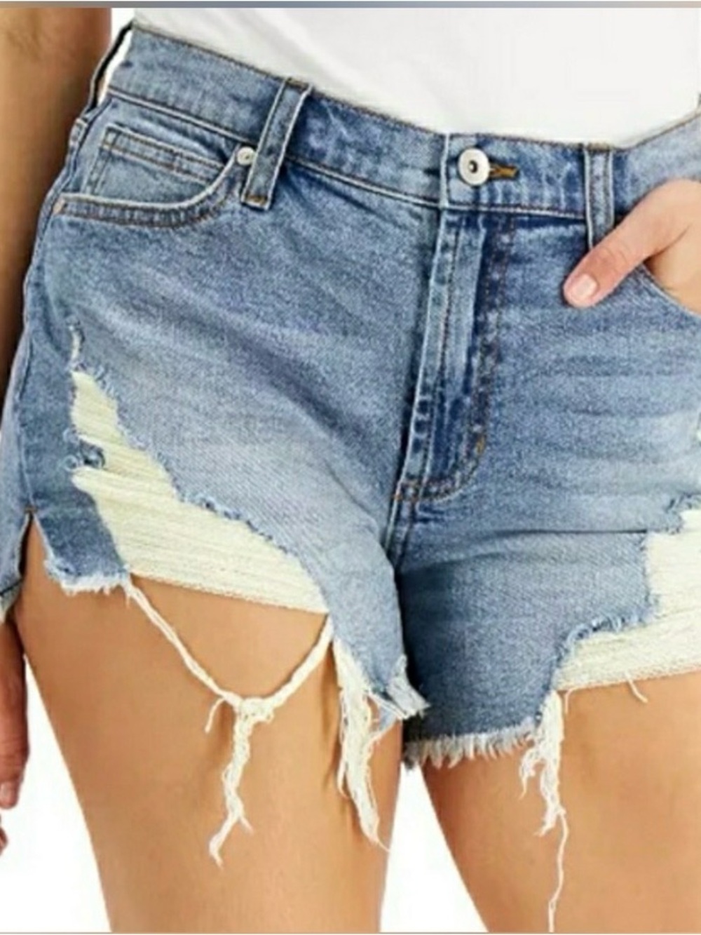 Kendall & Kylie The Icon High Rise Distressed Denim Cutoff Jean Shorts sz 30 11